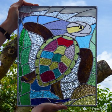 Personal project, stained glass tortle. Stained glass workshop paris versailles france