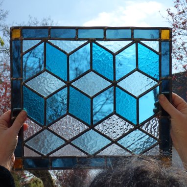 Stained glass workshop class paris versailles france abstract geometry blue