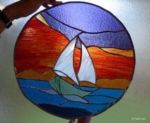 Stained glass class paris versailles copper-foil boat