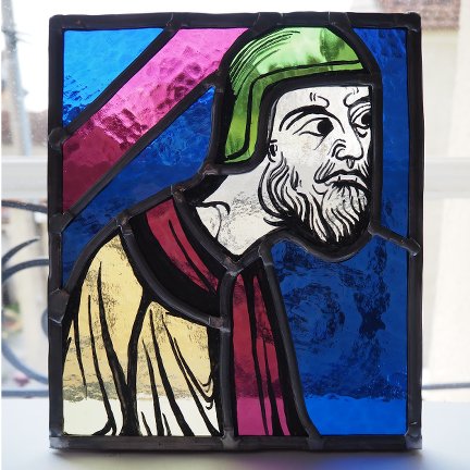 Vitrail medieval gothique - peinture sur verre rondel portrait - formation professionnelle reconversion formation cap paris versailles yvelines essonne hauts-de-seine 75 78 91 92